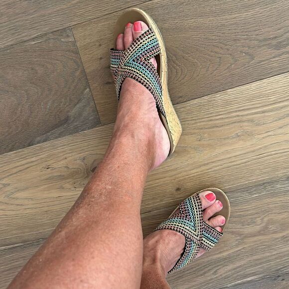 Sketchers Cork Wedge Slides Size 9 - Picture 2 of 12